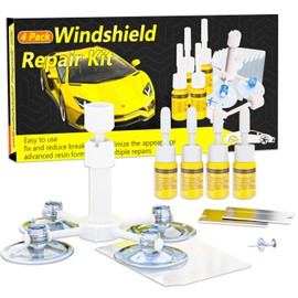 Windshield Repair Kit, Upgraded 4 Pack Windshield Crack Repair Kit, Windshield Chip Repair Kit with Pressure Syringes, Glass Repair Kit Windshield Quick Fix for Chips, Cracks, Star-Shaped Crack