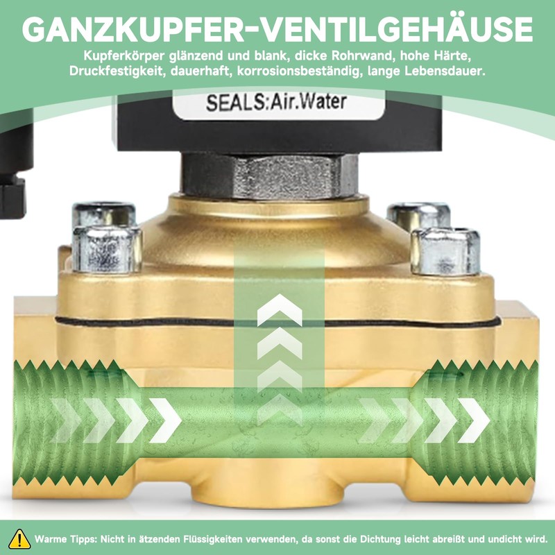 Brass Solenoid Valve G1/2 Inch 230 V AC 0-10 Bar