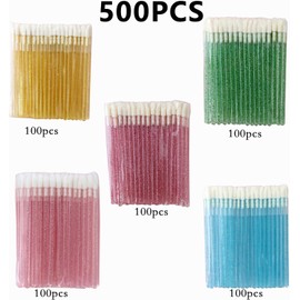 Set of 500 Disposable Lip Brushes, BetterJonny 3.5 inches (9 cm) Long Portable Lip Brushes, 5 Colors Makeup Brushes, Lipstick Brushes, Easy to Use, Hollow Bar, Portable, Multi-Purpose Makeup Tool