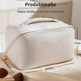 CetthooFazay Große Kapazität Kosmetiktasche,Tragbare Reise Make Up Tasche,wasserdichte PU-Leder Schminktasche,mit Transparente Trenner und Griff,18 Geburtstag mädchen，Mehrfachkompartiment-Design(Weiß)