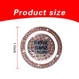 Tesnaao Pack-2 Car One-Button Start Button Decorative Ring, One-Button Start Button Protective Stickers, Automobile Interior Supplies, Universal for Most Cars, Trucks and Vans (Orange)