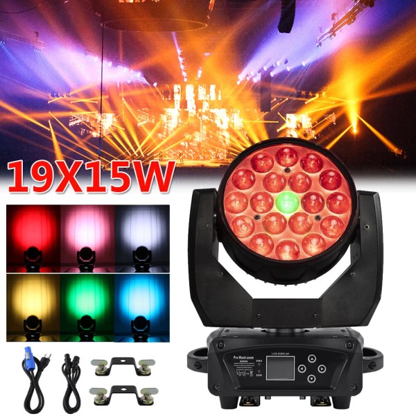 Ridgeyard 19x15W Zoom Moving Head Stage Light RGBW DMX Beam