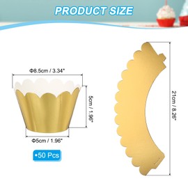 PATIKIL Cupcake Wrappers Paper, 50 Pack Baking Cups Standard Wave Decoration for Anniversary Birthday Weddings and Parties, Reflective Gold