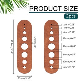 PH PandaHall 2pcs Wood Herb Stripper with 8 Hole, Oval Wooden Herb Stripper Tool Wood Leaf Remover Herb Stripping for Kitchen Gadgets Cooking Small Kitchen Appliances Chef Gifts, Brown, Hole: 2-16mm