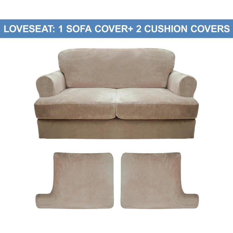 CUCRAF T Cushion Sofa Cover 3 Piece Loveseat Slipcovers, Soft