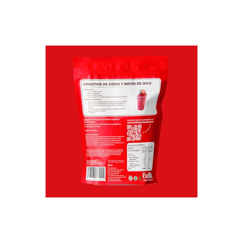 BULK SUPERFOODS Goji Berries - Goji Berry 100% Orgánico y