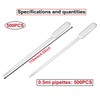 500 Pezzi 0,5ml Plastica Pipette Trasferimento,Pipette Graduate,Squeeze Trasferimento Pipette,pipette monouso,per