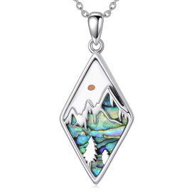 KoyeKei Mustard Seed Necklace for Women 925 Sterling Silver Mountain Pine Tree Necklace Abalone Shell Pendant Faith Religious Jewelry Faith Gifts for Christian