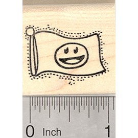 Smiley Face Flag Rubber Stamp, Happy, Utopia