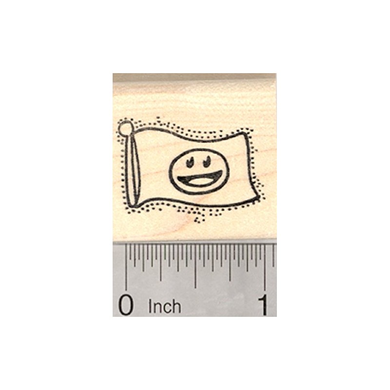 Smiley Face Flag Rubber Stamp, Happy, Utopia