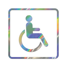 Handicap V4 Premium Sticker Decal Oil Slick Rainbow Holographic Metallic Wheelchair accessible #2 - Oil Slick - 12" W x 12" H