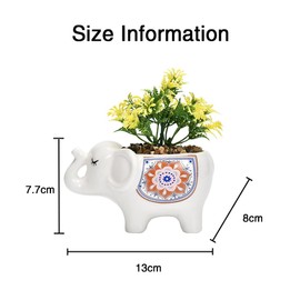 TOMVAES Elephant Ceramic Flower Pot,Cute Animal Indoor Flower Succulent Planter Modern White Ceramic Cactus Planter Pots for Home Garden Offices Desktop (White)