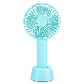 Jumyshe Handheld Fan,2000mAh Portable Hand Fan, USB Rechargeable Hand Fan,3 Speed Personal Desk Table Fan with Base,Personal Fan Operate for Outdoor, Indoor, Commute, Office, Travel Blue