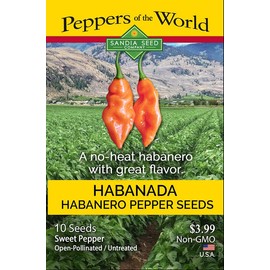 Habanada No-Heat Habanero Seeds - 10 Count, Open-pollinated - Non-GMO - Delicious Habanero Flavor