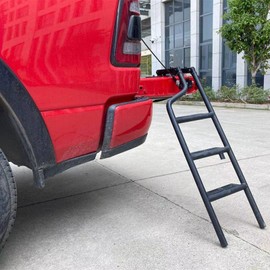 DUOYU Universal Foldable Tailgate Ladder Accessories Aluminium Alloy Tailgate Step Ladder Kit Fit for Pickup Truck（F150/Raptor/Ranger/Tacoma/Ram1500...）