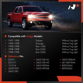A-Premium Headlight Switch Compatible with Dodge Durango 1998, Ram 1500/2500/3500 Pickup 1998, Dakota 1997-1998 & Jeep Cherokee 1994-1996, Without Fog Lights