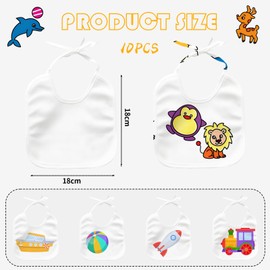 Pack of 10 Bibs for Painting, Baby Bibs for Painting, Drool Bibs Baby, White Bib Painting, Baby Shower, Gift for Baby Shower Party, for Girls/Boys (White), White