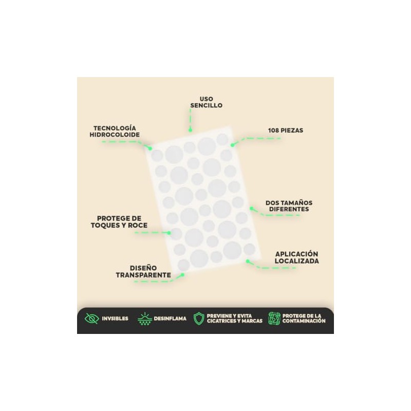 Parches para Acné 108 Pack – Parches Hidrocoloides Transparentes para