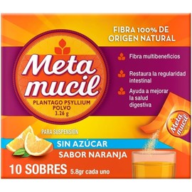 Metamucil Fibra Natural Sabor Naranja 10 sobres
