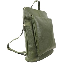 Handbag Bliss Womens Handmade Luxury Italian Soft Pebbled Leather Rucksack Backpack Shoulder Crossbody Top Handle Bag Large (Olive Green)