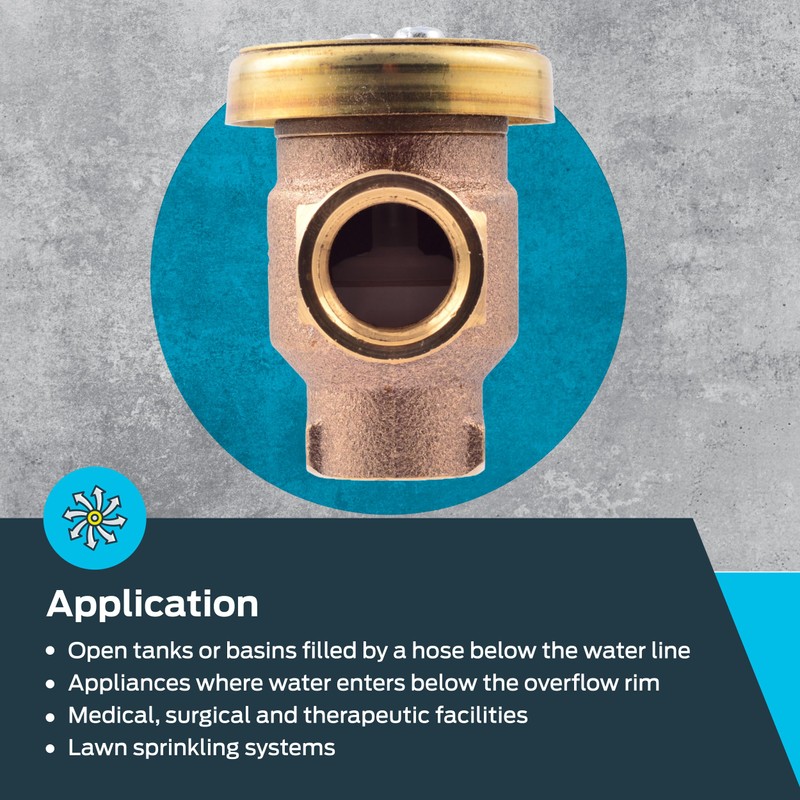 Cash Acme 1/2 Inch V-101 Anti-Siphon Vacuum Breaker, Brass Plumbing