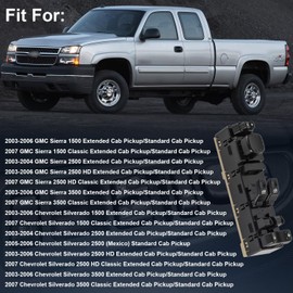 15883318 Front Driver Side Master Power Window Switch & Black Bezel Cover Fits for 2003-2007 Chevy Silverado 1500 2500 3500, 2003-2007 GMC sierra 1500 2500 3500, Door Lock Window Switch Replace DWS226