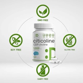 Citicolina Cdp Colina 1,000mg 120 Cpsulas Nootropico Eg C71 Sabor Sin Sabor - Producto Original de Alta Calidad, Entrega Rápida y Segura, Garantía Inc