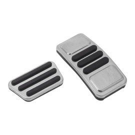 PARSLUCK 2 Pcs Automatic Foot Pedal Pads Foot Accelerator Pedal Covers for Ford for Mustang MACH-E 2021-2023 Stainless Steel Silver Tone