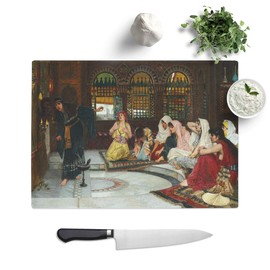 Kitchen Chopping Board Glass - John William Waterhouse Consulting The Oracle - Textured Worktop Saver Cutting Board - Heat Resistant, Shatterproof and Hygenic - 28.5 x 20 cm