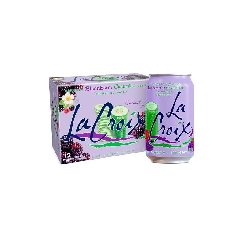 LaCroix Sparkling Water, Blackberry Cucumber, 12-Pack Zero Sugar, Zero Calories,
