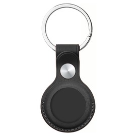 Black PU Leather Case Cover for Airtag Keychain