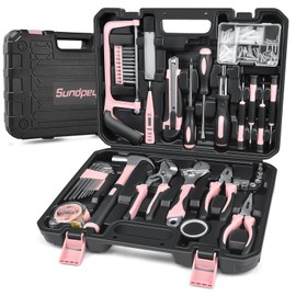 Sundpey Home Tool Kit 148-Pcs - Household Starter Basic Hand Repair portable Tool Set with Case & Ratcheting Screwdriver & Hex Key & Pliers & Wrench & Voltage Tester & Water Pump Plier for Women