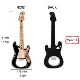 LanHong 1 Piece/Set Bottle Opener Beer Guitar Shaped Bottle Opener Guitar Gift Kitchen Gadgets for Drinkers Music Guitar Lover (Black)
