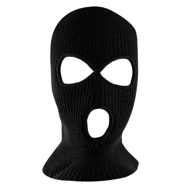 Knit Sew Acrylic Outdoor Full Face Cover Thermal Ski Mask by Super Z Outlet, Black, One Size Fits Most