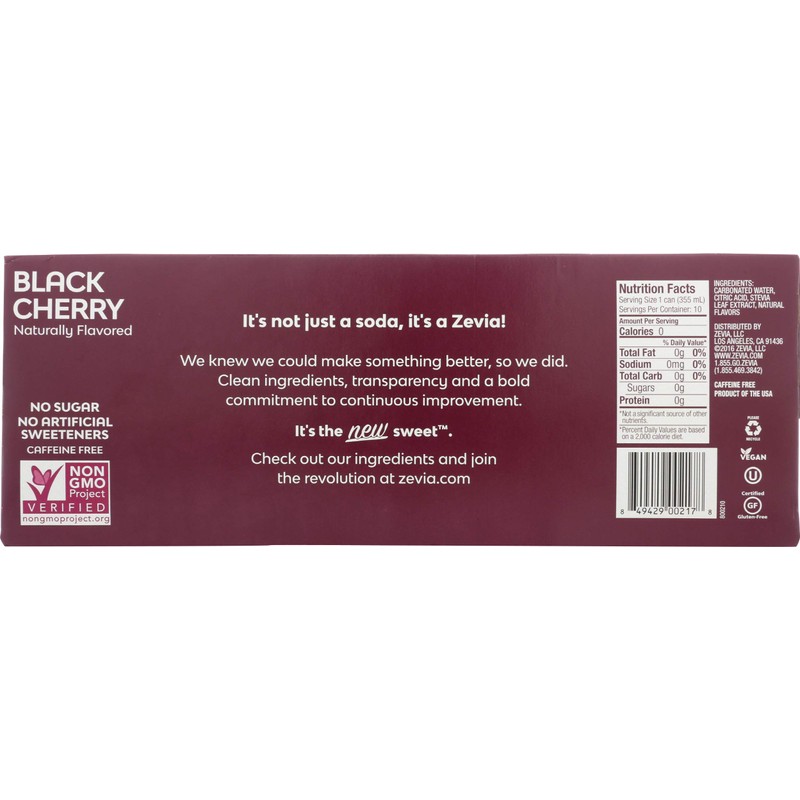 Zevia, Soda Black Cherry, 12 Fl Oz, 10 Pack