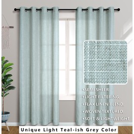 Long Curtains Semi Sheer Blackout 108 inches for Beach Sliding Glass Door Farmhouse Coastal Decor Home Living Room Bedroom Sea Green Set of 2 Panels Extra Length