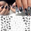 LANODO 12 Pcs Nail Stickers, Black, Gray, Nail Seal, Plant,