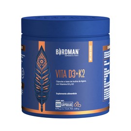BIRDMAN Vitamina D3 + K2 | Suplemento Alimenticio de Origen Vegetal | Fórmula Limpia Sin Aditivos | Cápsula Vegana | Esencia Refrescante | 300 Porcion