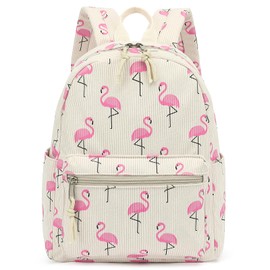 Corduroy Mini Backpack Purse for Women Girls, Fashion Small Backpack for Adults Teens Kids School Travel (Flamingo)