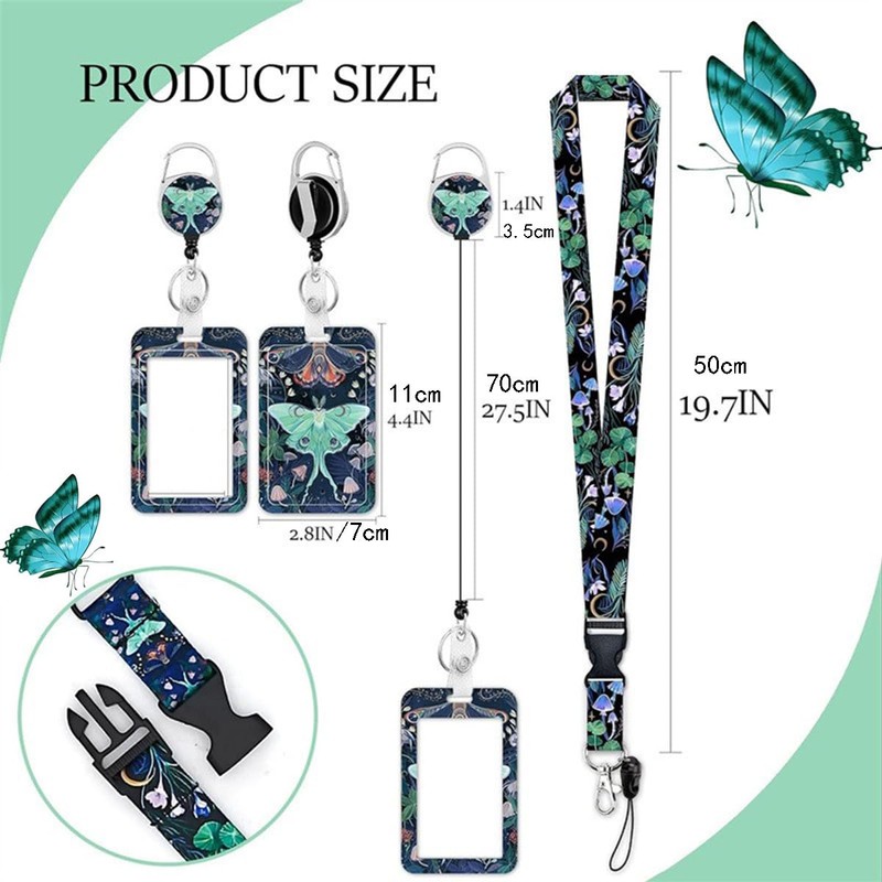 2 Pack Butterfly Lanyards for Id Badges, Retractable ID Badge