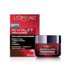 L'Oreal Paris Revitalift Face Moisturizer by L’Oreal Paris Skin Care, Revitalift Triple Power Fragrance Free Face Cream with Pro Retinol, Hyaluronic Acid and Vitamin C, 1.7 oz.