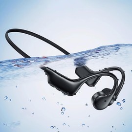 Quidnuran Bone Conduction Headphones 5.3 Open Ear Headphones,Bone Conduction Earphones IPX8 Waterproof with Mic,Built-in 32GB MP3,8 Hours Battery Waterproof Headphones for Swimming,Gym (Black)