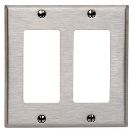 Leviton 2-Gang Decora/GFCI Device Decora Wallplate, Device Mount, 84409-40, Stainless Steel