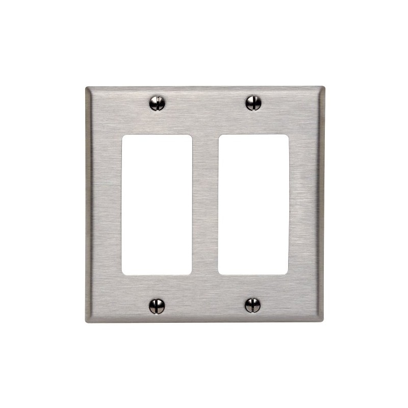 Leviton 2-Gang Decora/GFCI Device Decora Wallplate, Device Mount, 84409-40, Stainless
