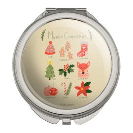 Making Christmas Merry with Cookies Holly Fox Compact Travel Purse Handbag Makeup Mirror