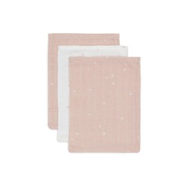 Jollein Waschlappe Baby - Twinkling, Wild Rose - 3er Pack - 15x20cm - 100% Baumwolle - Waschhandschuh Baby - OEKO-TEX Zertifiziert