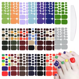 WOKOTO 20 Sheets 440 Pieces Gel Nail Polish Stickers For Toe Nails Art Gel Wraps For Women, Toe Nail Polish Strips Solid Nail Stcikers Full Nail Wraps Toenails Stickers Stick On Nails Polish Wraps