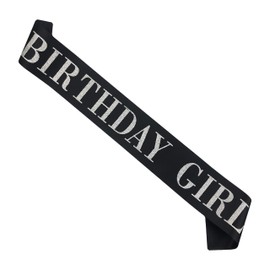Birthday Girl Sash, Black Satin Silver Glitter Sash, Happy Birthday Princess Party Decorations, Women's Birthday Party Supplies, 16,18,21,30,40,50 or Any Other Birthday Party