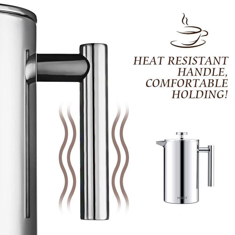 MaxMiuly Cafetiere French Press Small Szie 350ml/12oz,Stainless Steel Double Wall