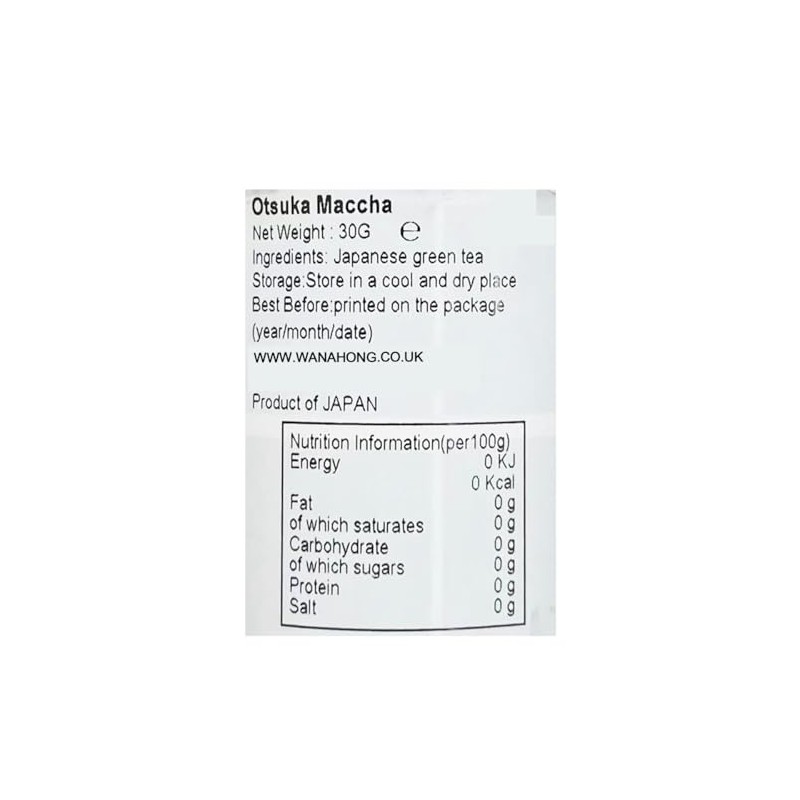 WaNaHong Otsuka Pure Matcha Green Tea Powder (Tin) 30g [Japan]